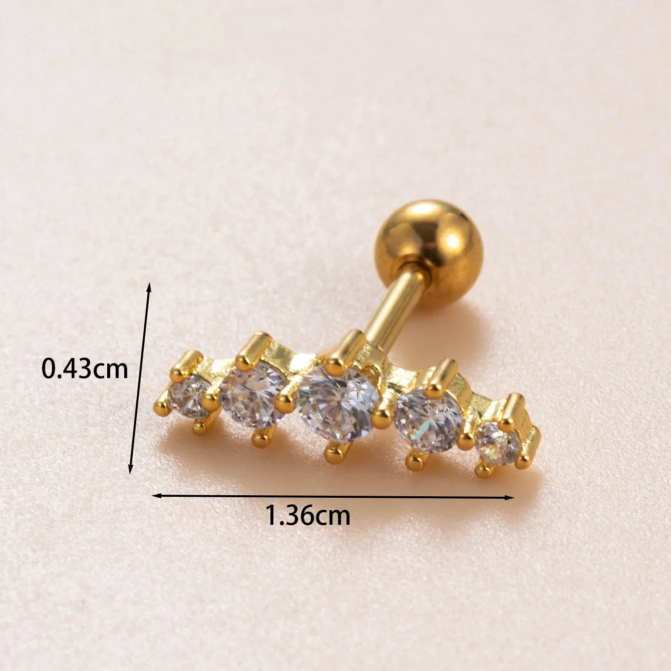 1 Piece Simple Series  Copper  18K Gold Plated Zircon Women's Stud Earrings h5 